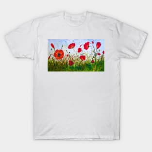 Poppy field watercolor T-Shirt